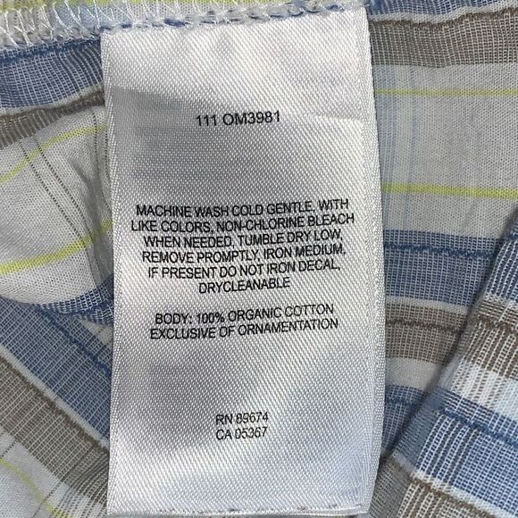 Mountain Hard Wear Men Size Medium Snap Button Shirt Blue Tan White Short Sleeve - Picture 3 of 6